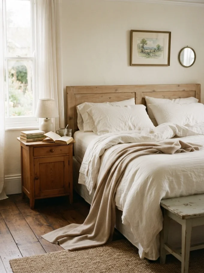 Nancy meyers bedroom with focus on comfort over perfection.