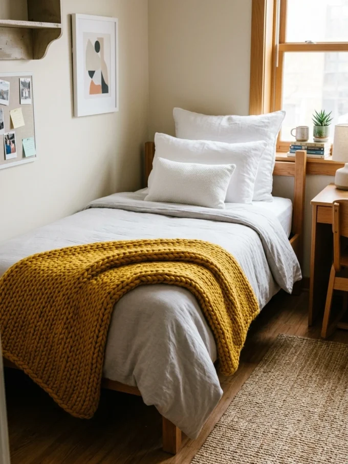 Cozy dorm bedding with this final layer.